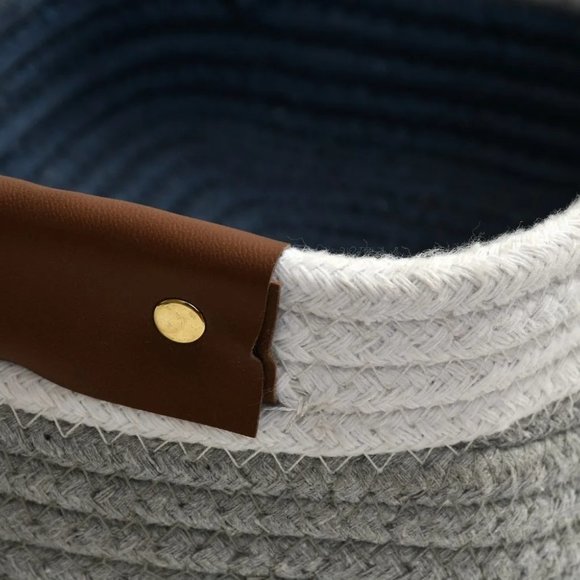 Cotton shelf basket rectangular tri color, 11x8x5 - Picture 5 of 5